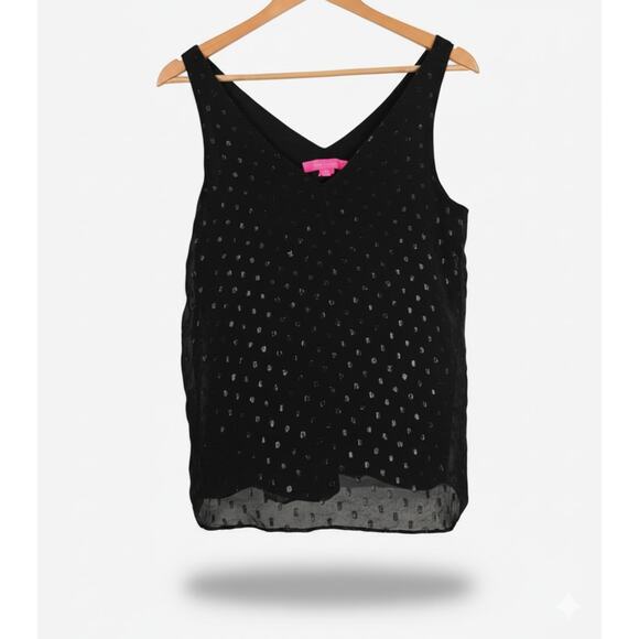 Lilly Pulitzer Womens XS Preppy Glam Party Holiday Florin Silk Metallic Dot Tank - Picture 1 of 11